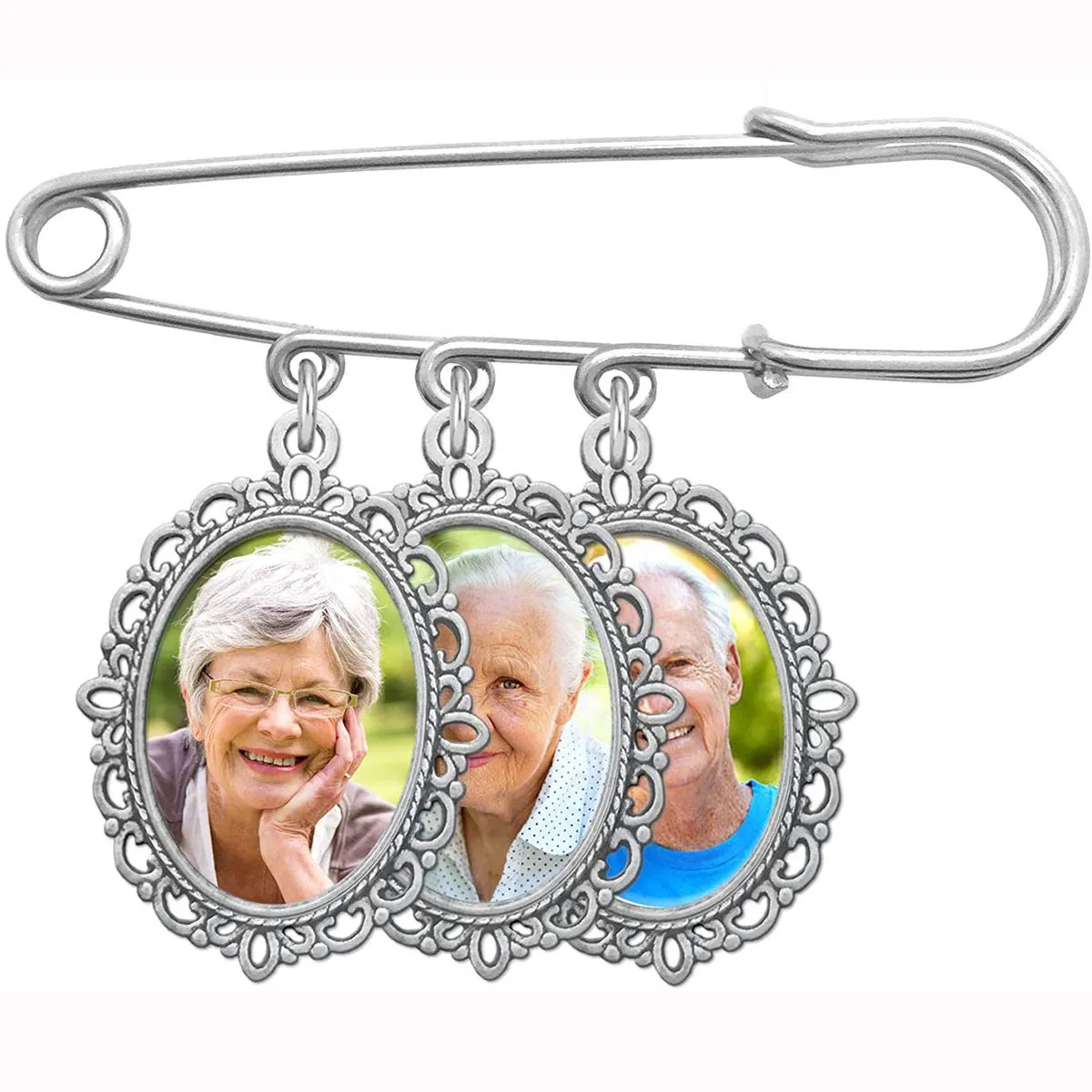 DIY Photo Frame Pendant Brooch Alloy