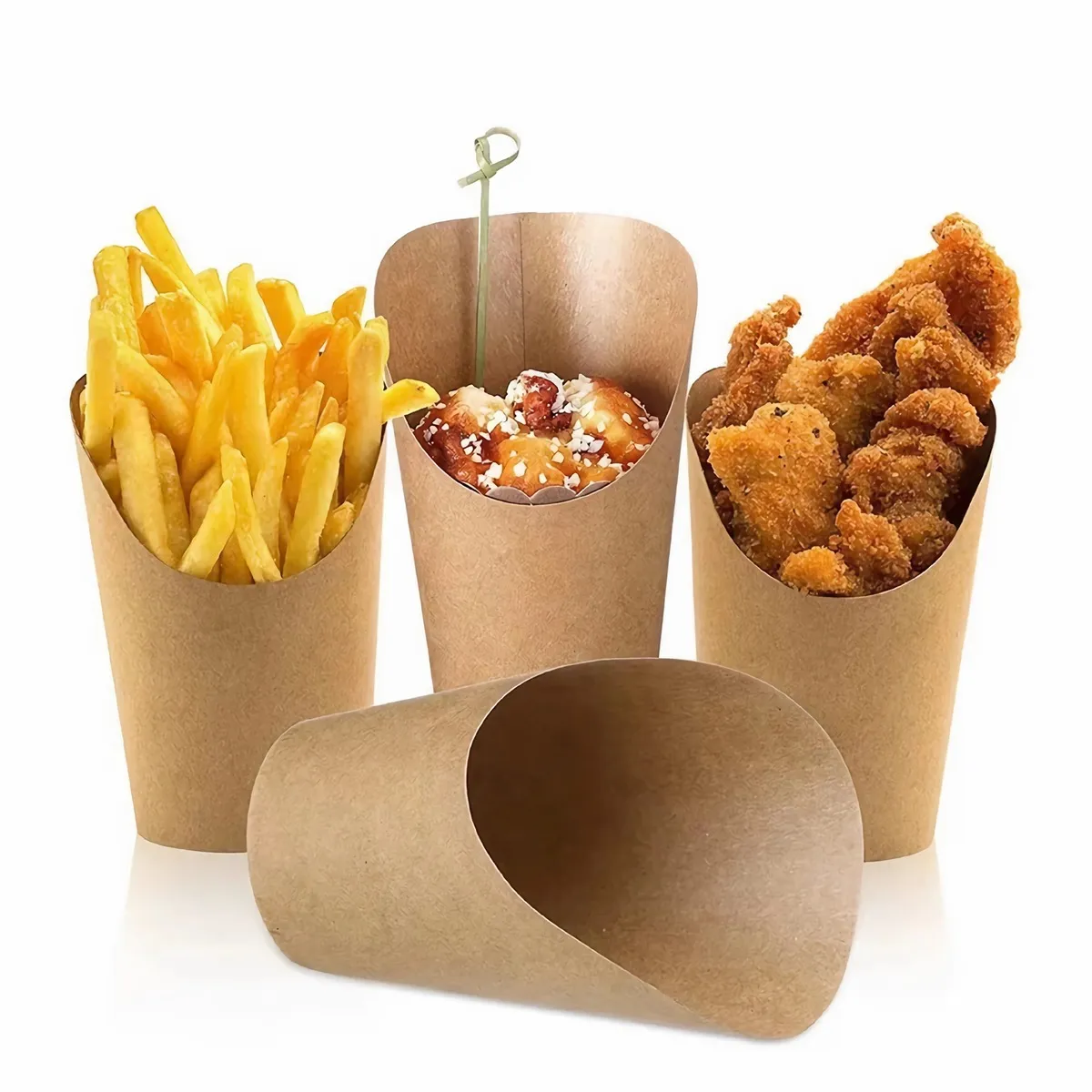 100pcs 14oz Thickened Disposable Food Kraft Paper Cup