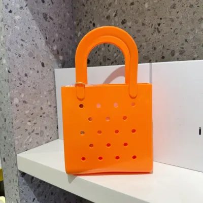 Fashion Solid Color PVC Beach Hole Bag Small