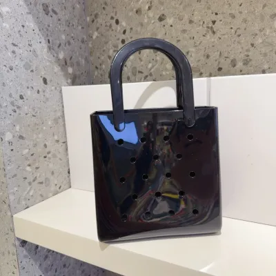 Fashion Solid Color PVC Beach Hole Bag Small