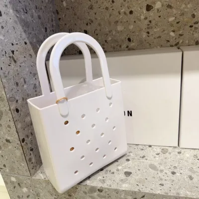 Fashion Solid Color PVC Beach Hole Bag Small