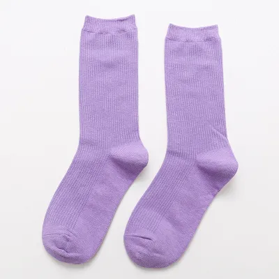 Women's Solid Color Cotton Piled Knee High Socks