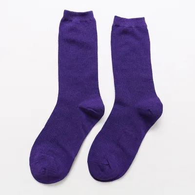 Women's Solid Color Cotton Piled Knee High Socks