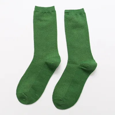Women's Solid Color Cotton Piled Knee High Socks