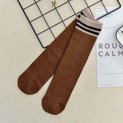 Women's Solid Color Cotton Piled Knee High Socks