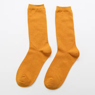 Women's Solid Color Cotton Piled Knee High Socks