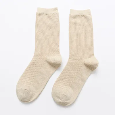 Women's Solid Color Cotton Piled Knee High Socks