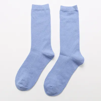 Women's Solid Color Cotton Piled Knee High Socks