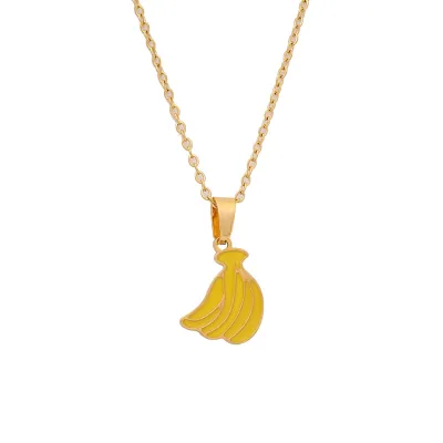 Women Fashion Cute Strawberry Cherry Fruit Pendant Necklace Stainless Steel