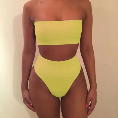 Women Fashion Sexy Simple Solid Color Bikini Swimsuit