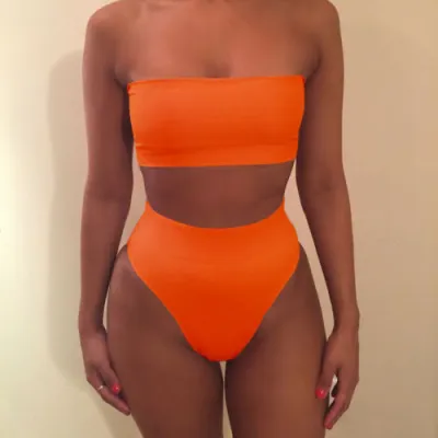 Women Fashion Sexy Simple Solid Color Bikini Swimsuit