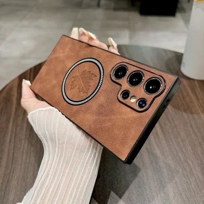 Fashion Casual Magnetic Suction Drop-Resistant Maple Leaf Samsung Phone Case