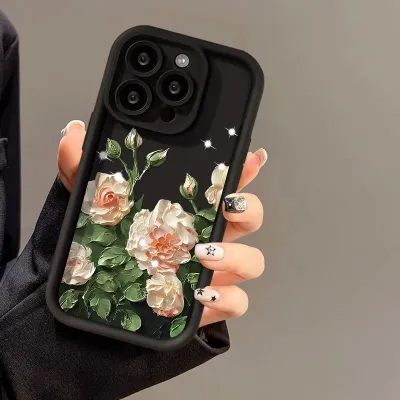 Fashion Frosted Oil Painting Camellia Printed All-Inclusive Tpu Iphone Case