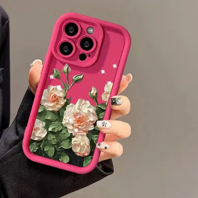 Fashion Frosted Oil Painting Camellia Printed All-Inclusive Tpu Iphone Case