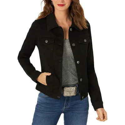 Women's Casual Cotton Lapel Long-Sleeve Slim-Fit Denim Jacket