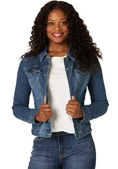Women Casual Lapel Long-Sleeve Slim-Fit Denim Jacket