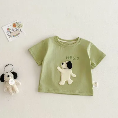 Kids Boys Girls Cartoon Cotton Crewneck Short Sleeve T-Shirt 3-14T