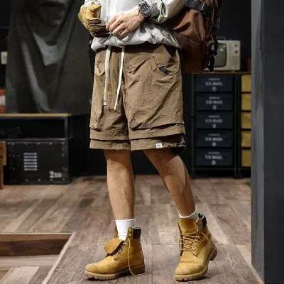 Men Functional Waterproof Quick-Dry Vintage Cargo Shorts