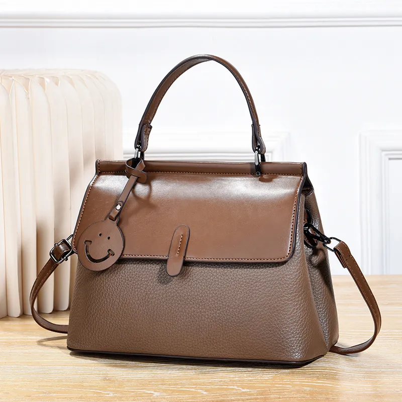 Women Fashion Business Commute Solid Color Large Capacity PU Handbag
