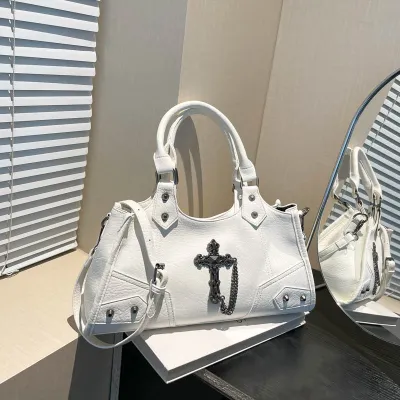 Women Fashion Casual Solid Color PU Underarm Handbag with Zipper