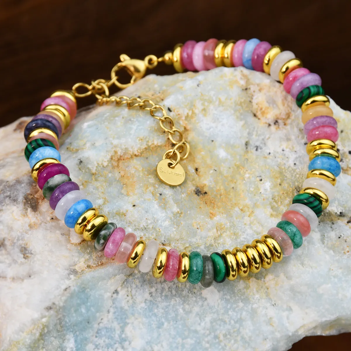 Women Fashion Multicolor Natural Stone Beaded Bracelet