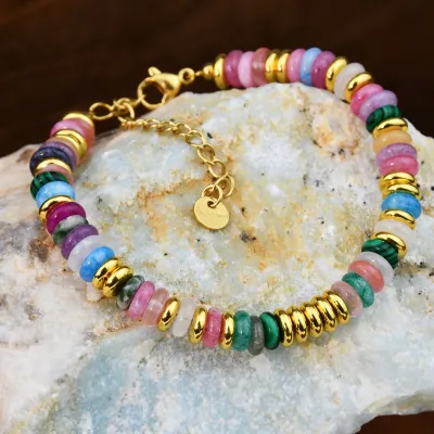 Women Fashion Multicolor Natural Stone Beaded Bracelet