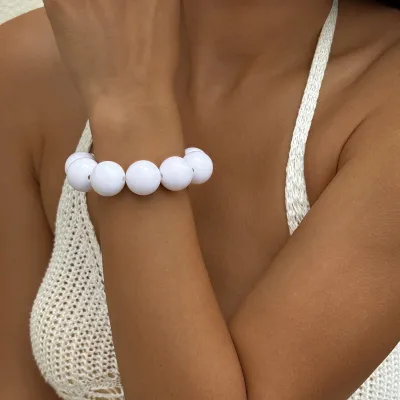 Women Fashion Simple Boho Multicolor Large Bead Bracelet
