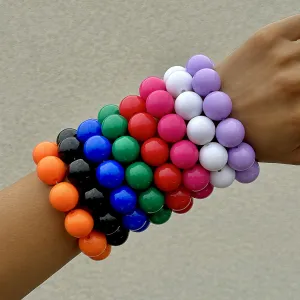 Women Fashion Simple Boho Multicolor Large Bead Bracelet