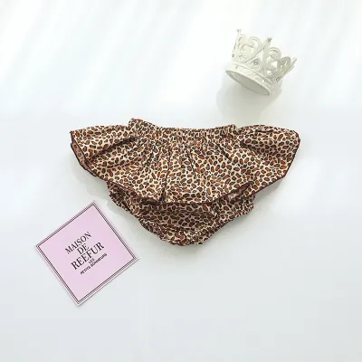 Summer Baby Girl Lace Tiny Flower Culottes Ruffled Cotton Shorts