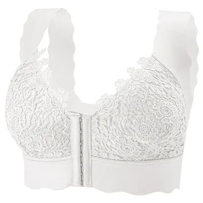 Women Plus Size Sexy Solid Color Lace Bra