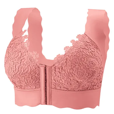 Women Plus Size Sexy Solid Color Lace Bra