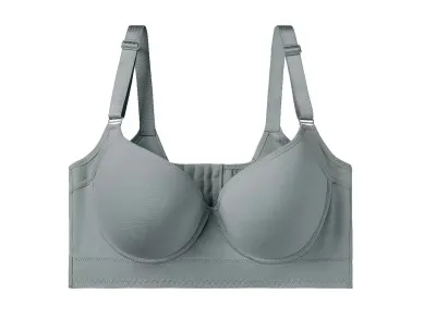 Women Fashion Simple Plus Size Solid Color Seamless Steel Ring Bra