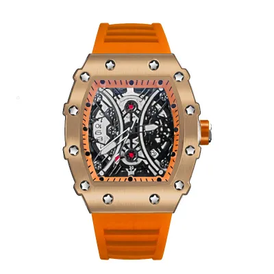 Men's Fashion Casual Automatic Quartz Hollow Luminous Barrel-Shaped Watch