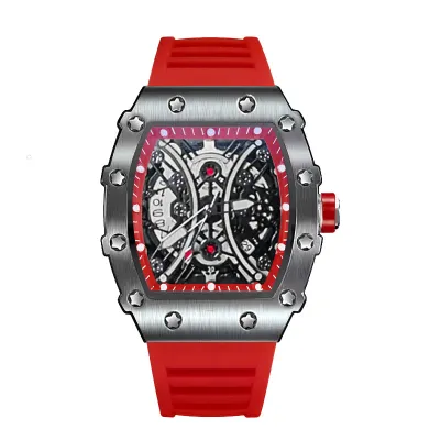 Men's Fashion Casual Automatic Quartz Hollow Luminous Barrel-Shaped Watch