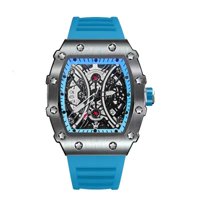 Men's Fashion Casual Automatic Quartz Hollow Luminous Barrel-Shaped Watch