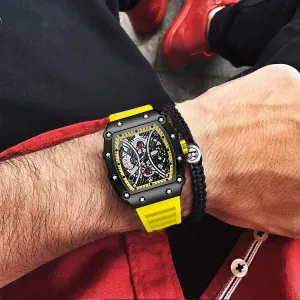 Men's Fashion Casual Automatic Quartz Hollow Luminous Barrel-Shaped Watch