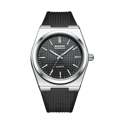 Men Fashion Casual Simple Round Dial Quartz Silicone Strap Watch