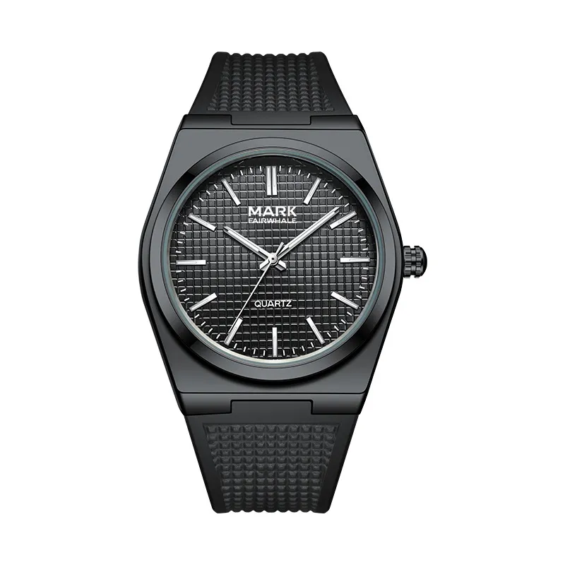 Men Fashion Casual Simple Round Dial Quartz Silicone Strap Watch