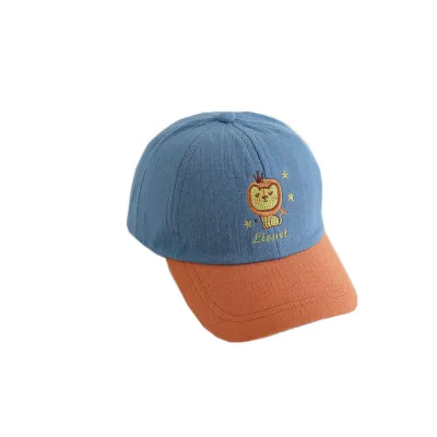 Kids Fashion Cartoon Animal Embroidery Pure Cotton Baseball Cap Dome