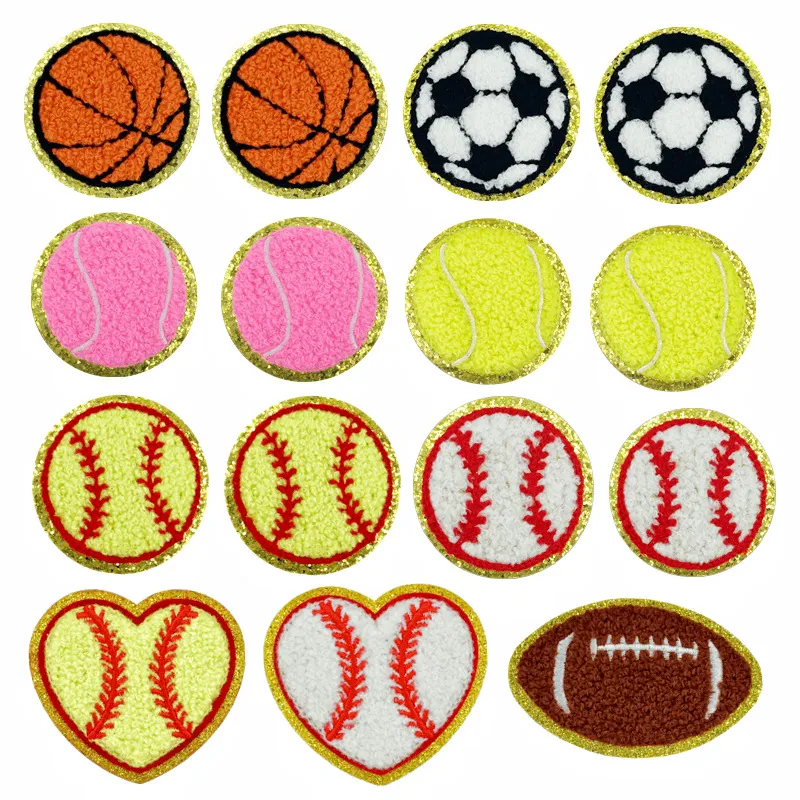 Football Baseball Chenille Towel Embroidery Stickers Clothes Decorative Accessories