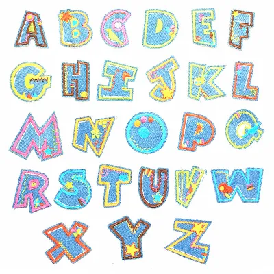 Fashion Multicolor English Alphabet Denim Embroidery Stickers Clothes Decorative Accessories