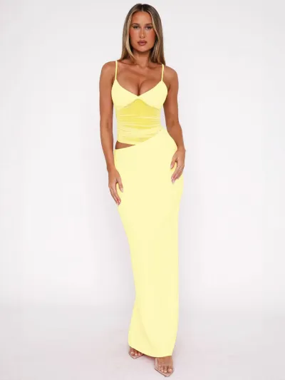 Women Sexy Solid Color Mesh Sleeveless Camisole Slim-Fit Skirt Two-Piece Set