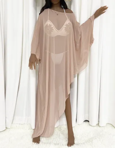 Women Fashion Sexy Irregular Mesh See-Through Bikini Cover-Ups