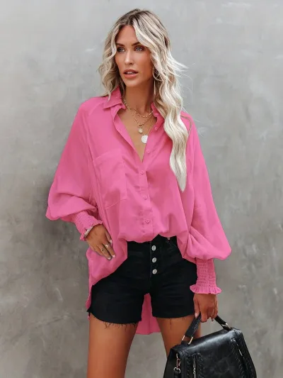 Women Fashion Casual Stripe Lapel Long Sleeve Swimsuit Cover-Ups