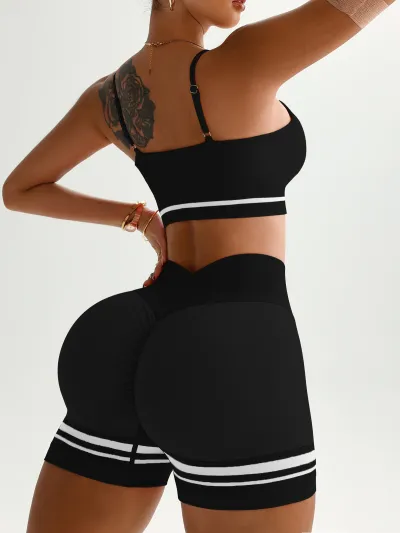 Women Seamless Color-Matching Yoga Sports Set Casual Fashion