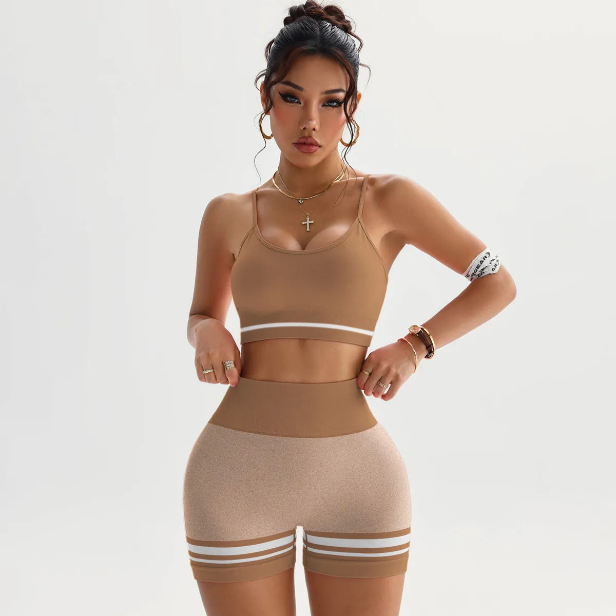 Women Seamless Color-Matching Yoga Sports Set Casual Fashion