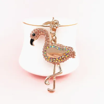 Creative Cartoon Multicolor Flamingo Rhinestone Keychain Jewelry