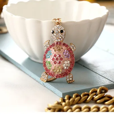 Sea Life Multicolor Rhinestone Sea Turtle Creative Metal Keychain
