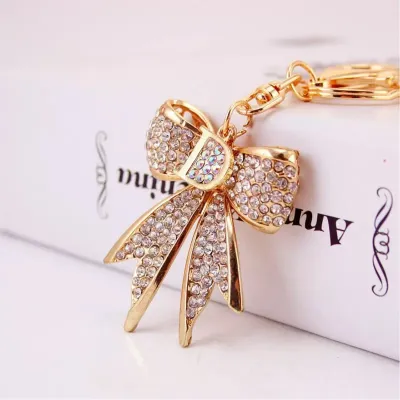 Fashion Alloy Rhinestone Bow Key Chain