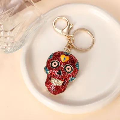 Halloween Mandala Skull Multicolor Enamel Keychain